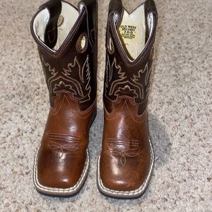 Jama Old West Children's Square Toe Boots - Brown/Dark Brown Shaft